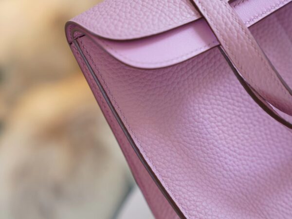 d1960eca62ae2db Hand Stitch Hermes Halzan25CM Bag X9 Mauve Sylyestre Clemence Leather Silver Hardware