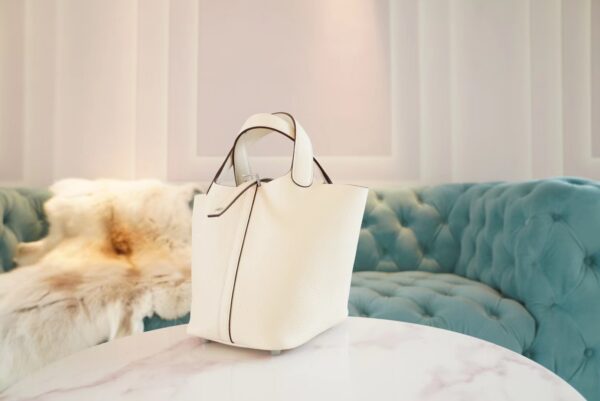 d1a72d6ff0f0f6e Hermes Handmade Boutique I2 Nata Clemence Leather Picotin18CM Tote Bag