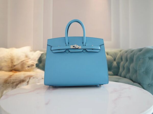 d253d612be8b306-1 God Factory Bags Factory Hermes Birkin Sellier 25CM 7N Celeste Epsom Silver Hardware