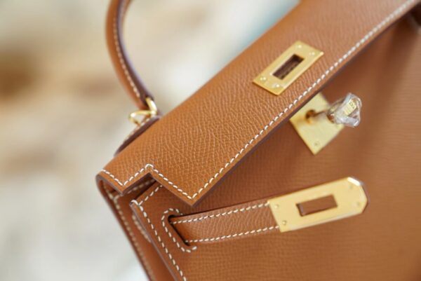 d2693a4e5d339a8 Full Handmade Hermes Mini Kelly19CM CK37 Gold Epsom Leather Gold Hardware