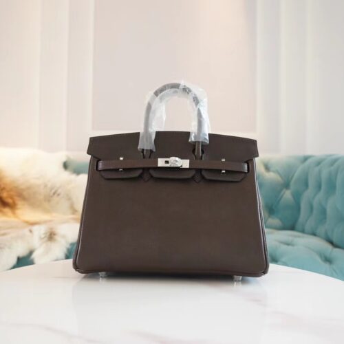 Stock God Factory Bags Hermes CC46 Ebene Faubourg Leather Birkin25CM Gold Hardware