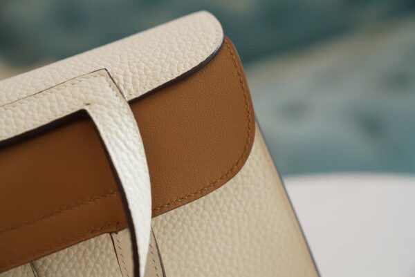 d2d534929e8027e Hermes Halzan 25CM Clemence I2 Nata / 4B Biscuit Gold Hardware