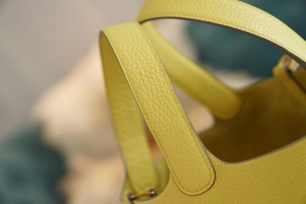 d33a9bef3d88b79 New Arrival Hermes 0Y Limoncello Picotin18CM Clemence Leather Gold Hardware