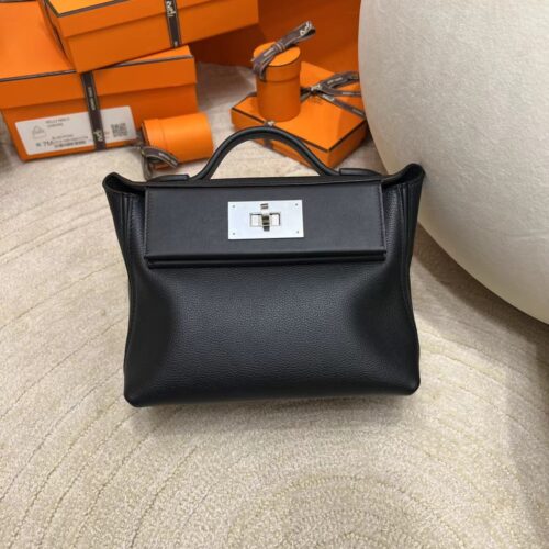 Qatar Doha Hermes Kelly 2424 Mini Evercolor Leather 89 Noir Silver Hardware
