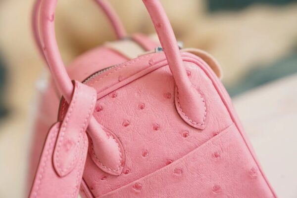 d467f68d830ac4e Wholesale Hermes Mini Lindy19CM L4 Rose Bubble South Africa KK Ostrich Silver Hardware