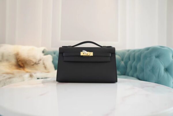 d474354db549128-1 Fashion God Factory Bags Hermes CK89 Black Epsom Leather Kelly Pochette22cm Clutch Bag