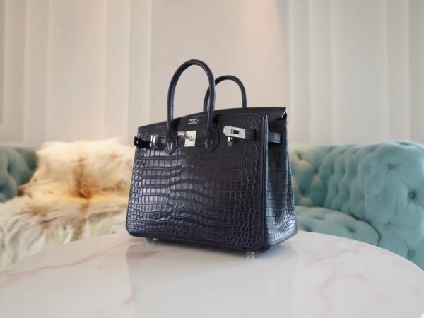 d48c5da6f2bb274 Taiwan Hermes Birkin 25CM Matte Porosus 2Z Blue Nuit Silver Hardware