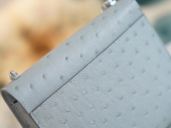d4adbe1b4ab1500 God Factory Bags Hermes Factory 8U Blue Glacier KK Ostrich Skin Verrou Mini Silver Hardware
