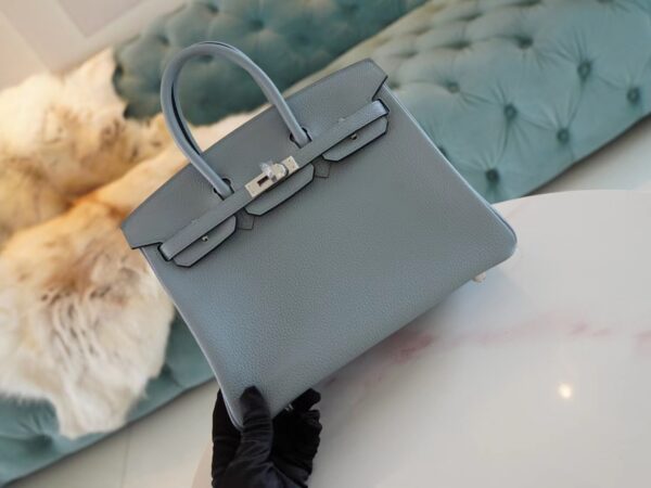 d4b414b0a6fb7dd New Hermes Birkin 25CM J7 Blue Lin / D0 Beige De Weimer Togo Silver Hardware