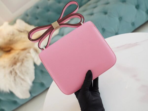 d4cb23152248e88 God Factory Bags Factory Hermes 5P Pink Epsom Leather Constance Bag19CM Silver Hardware