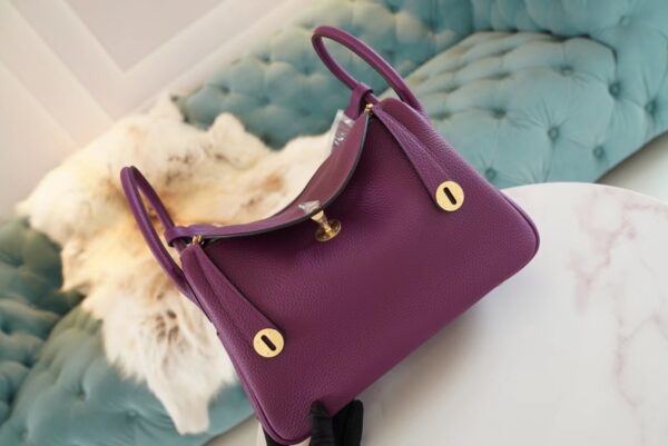 d4e239a562a50dd Discount Hermes Lindy 30CM P9 Anemone Clemence Leather Gold Hardware
