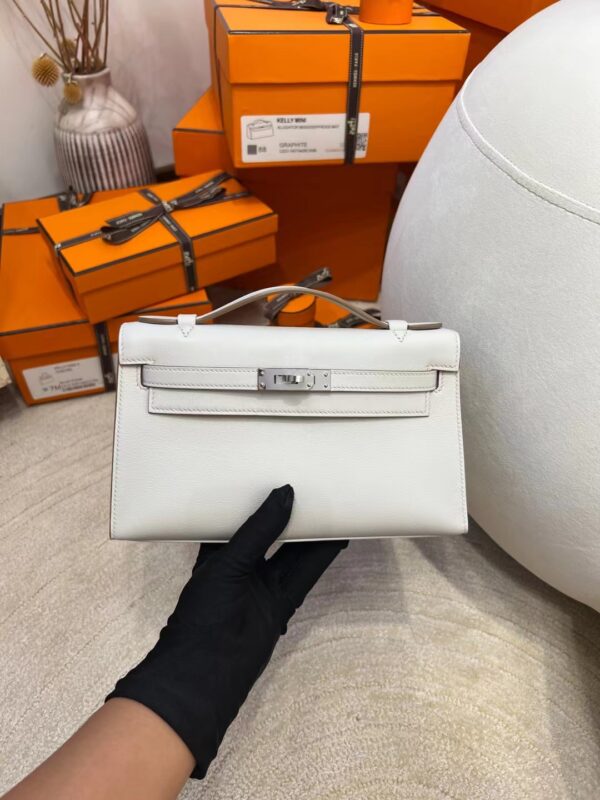 d51ba478ea6a2e2-1 Hermes Factory Kelly Pochette 22cm Swift Leather 80 Gris Pearl Silver Hardware