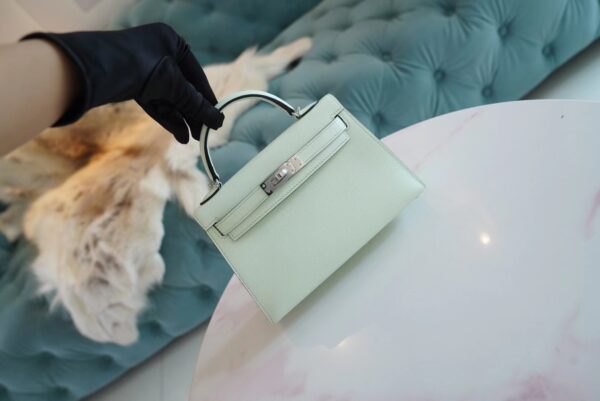 d51bbd816a579f8 God Factory Bags Hermes Factory 0S Vert Fizz Mini Kelly 19CM Epsom Leather Silver Hardware