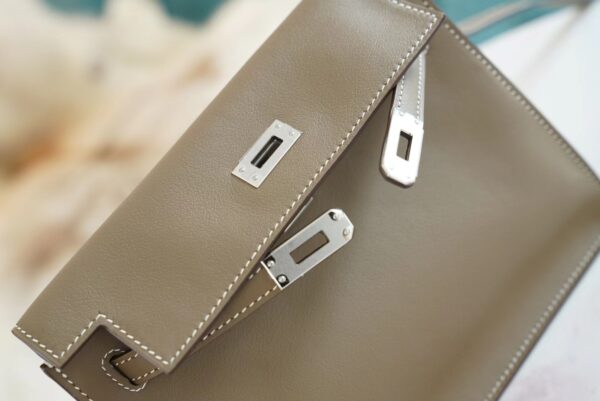 d5c339bd44225ad God Factory Bags Hermes Kelly Danse 22CM CK18 Etoupe Swift Leather Silver Hardware