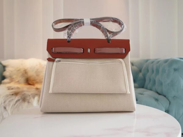 d5df2f60f942b9d God Factory Bags Hermes Beton Canvas / Rouge Casaque Herbag 31CM Silver Hardware