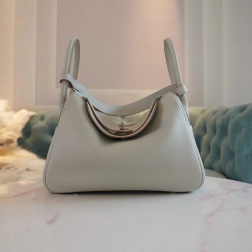 Hand Stitching Hermes 8L Beton Lindy 26CM Clemence Leather Silver Hardware