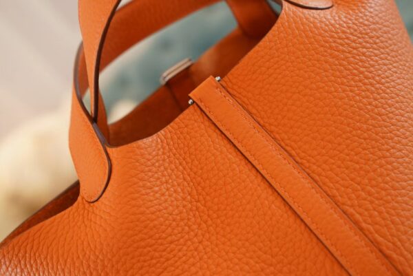 d670cc9fb79f68d Full Handmade Hermes 93 Orange Clemence Leather Picotin18CM Silver Hardware