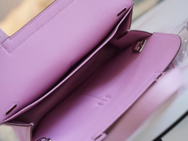 d6b6106eb838a75 Hand Stitch Hermes Halzan25CM Bag X9 Mauve Sylyestre Clemence Leather Silver Hardware