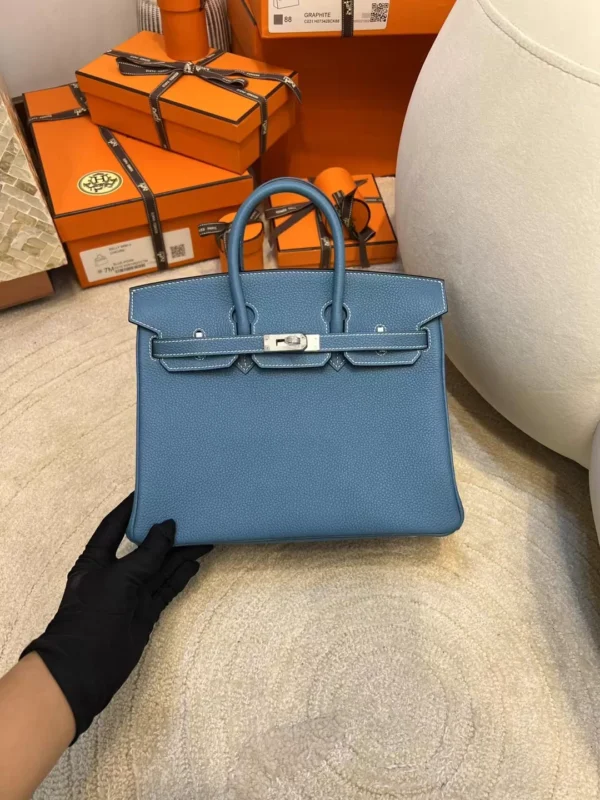 d710484350a27cb-jpg-1 USA Los Angeles 75 Blue Jean Birkin 25CM Togo Leather Silver Hardware