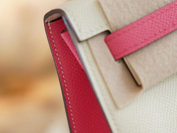 d787aed54a51425 Handmade Hermes Kelly Sellier 25CM Epsom CK10 Craie/ 8W Rose Azalee Brush Gold Hardware