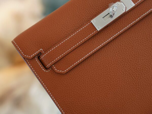 d7b85eaec43d76b Full Handmade Hermes Kelly Depeches 25CM CK37 Gold Togo Silver Hardware
