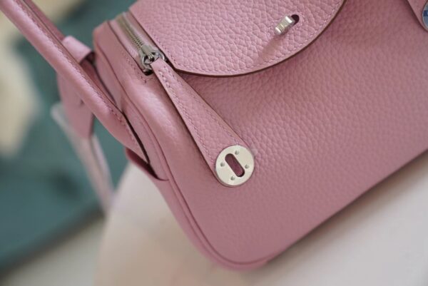 d7ccbead032e8aa On Sale Hermes Mini Lindy 19CM X9 Mauve Sylyestre Clemence Leather Silver Hardware