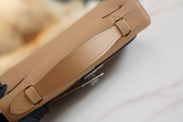 d7d420e4b443425 Full Handmade Hermes Kelly Pochette 22cm 0M Chai Swift Leather Silver Hardware
