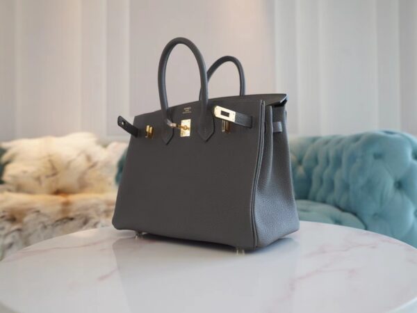 d7d9005b6caffc8 Full Handmade Hermes Birkin 25CM 8F Etain Togo Leather Gold Hardware