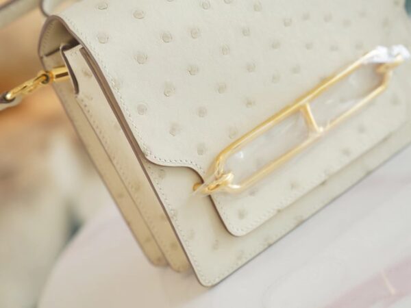 d7f5b4f930b4db2 Hermes Boutique 3C Parchemin South Africa KK Ostrich Skin Roulis Mini18cm Gold Hardware