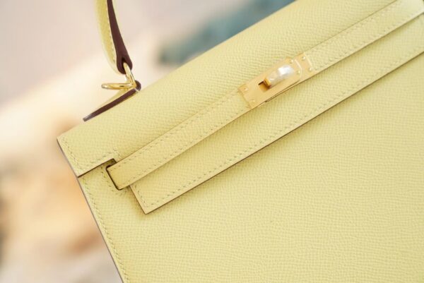 d7fcfed40e26871 Hand Stitch Hermes Kelly Bag25CM 1Z Joune Poussin Epsom Leather Gold Hardware