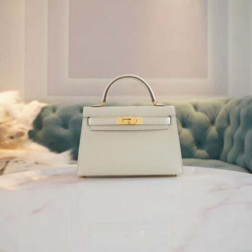 God Factory Bags Hermes Chevre Leather Mini Kelly 19CM 0T Mushroom Gold Hardware
