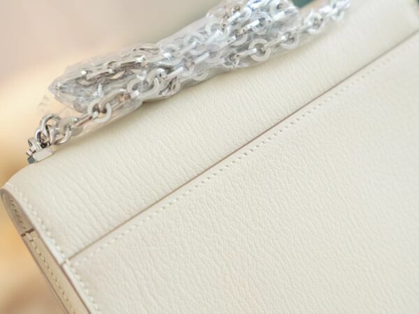 d8acfe12da535a0 Stock Hermes Verrou Mini C10 Craie Chevre Leather Crossbody Bag Silver Hardware