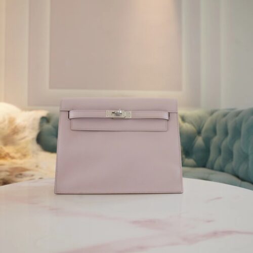 God Factory Bags Hermes Kelly Danse 22CM 09 Mauve Pale Evercolor Leather Silver Hardware