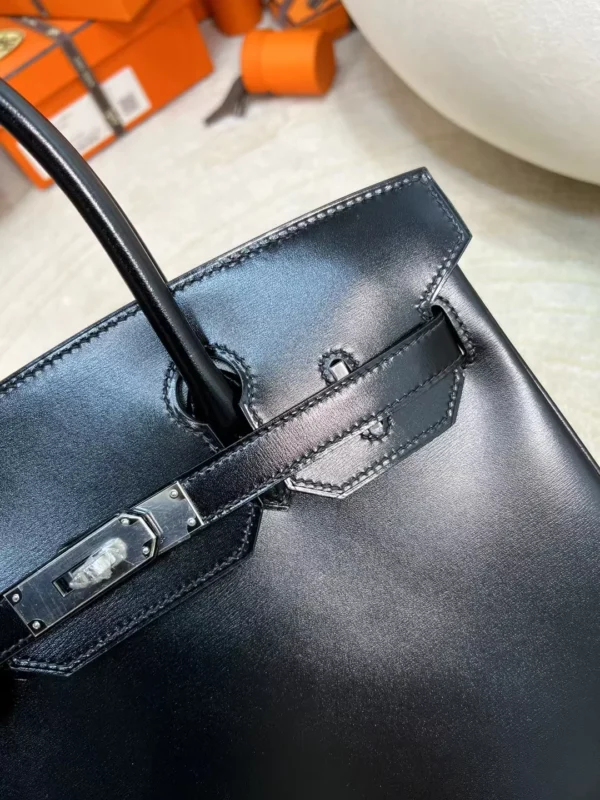 d8f072ec887813d-jpg New Arrival 89 Noir Box Leather Birkin 30CM Tote Bag Silver Hardware