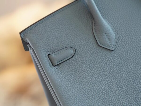 d9637174d735192 New Hermes Birkin 25CM J7 Blue Lin / D0 Beige De Weimer Togo Silver Hardware