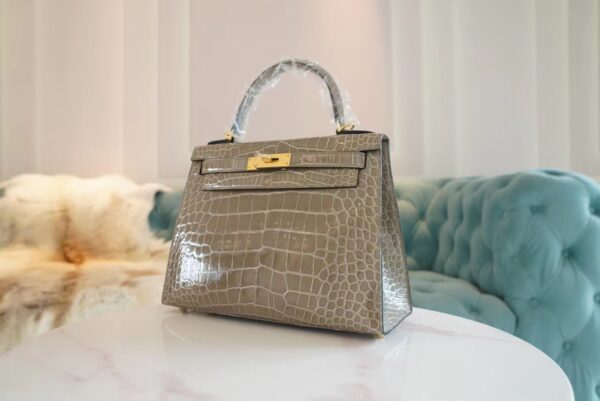 d99d9be48153a9d God Factory Bags Hermes CK81 Gris Tourterelle Shiny Aligator Crocodile Kelly28CM Gold Hardware