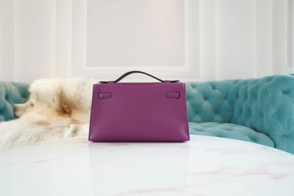 d9c8b6b0896ccf9 Full Handmade Hermes Kelly Pochette22cm P9 Anemone Swift Leather Gold Hardware