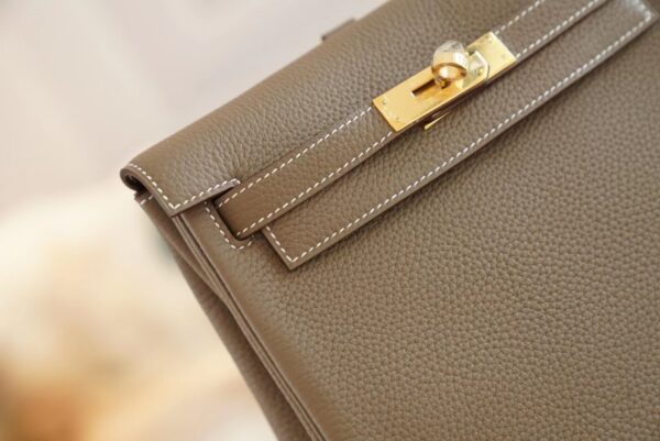 da0a5b95315ac1e New God Factory Bags Hermes C18 Gris Etoupe Clemence Leather Kelly Ado Backpack22cm Gold Hardware