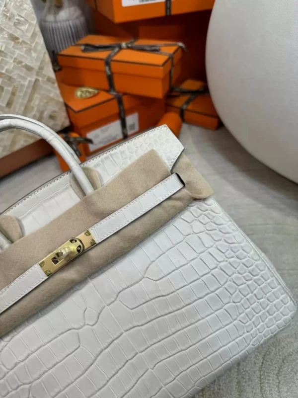 da27b61efb1b436-jpg Full Handmade HCP Matte Porosus Crocodile Birkin 25CM 8L Beton Gold Hardware