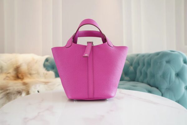da58194372e98aa-1 New Arrival Hermes Picotin18CM Tote Bag 9I Magnolia Clemence Leather Silver Hardware
