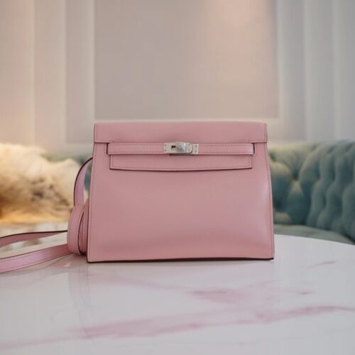 God Factory Bags Hermes Kelly Danse 22CM 3Q Rose Sakura Swift Leather Silver Hardware