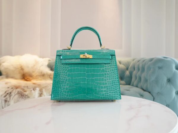 daf72064a0f89a8-1 God Factory Bags Hermes Kelly Sellier 25CM O6 Vert Jade HCP Shiny Alligator Gold Hardware