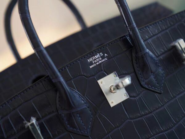 daf9a881115c800 Taiwan Hermes Birkin 25CM Matte Porosus 2Z Blue Nuit Silver Hardware