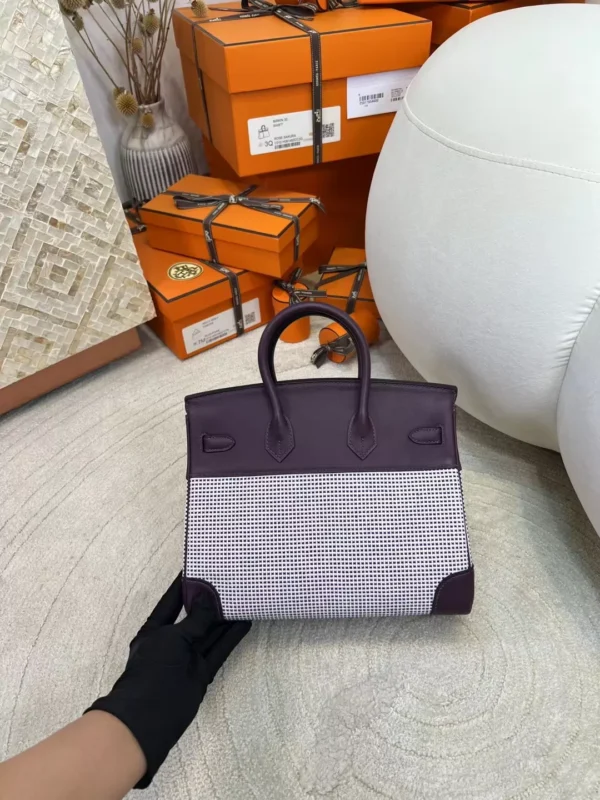 dbfe0fce009de4e-jpg Hong Kong Birkin 25CM Toil Canvas / Leather N5 Cassis Silver Hardware