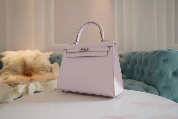 dc4548ed53381ed New Arrival Hermes Kelly 25CM 09 Mauve Pale Epsom Leather Silver Hardware