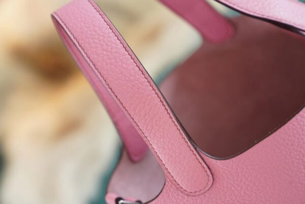 dcde7fb7c018269 God Factory Bags Factory Hermes Picotin18CM Tote Bag 5P Rose Clemence Leather Silver Hardware