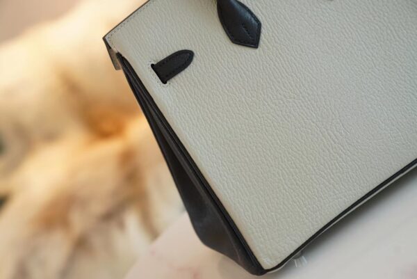 de2c713be6708a4 God Factory Bags Factory Hermes C80 Gris Pearl/CK89 Black Chevre Leather Birkin25CM Silver Hardware