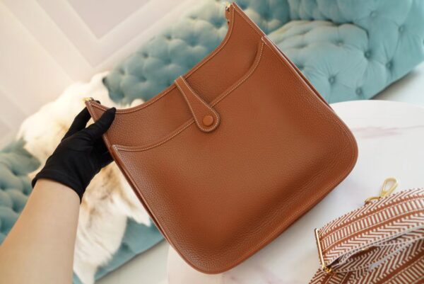 de7d08fc2d42376 Discount God Factory Bags Hermes Evelyne Shoulder Bag29CM CK37 Gold TC Leather