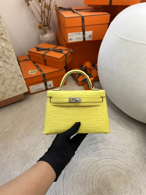 de9166942f6fcec-jpg-1 Australia Sydney Hermes M9 Mimosa Mini Kelly 19CM Matte Alligator Crocodile Silver Hardware