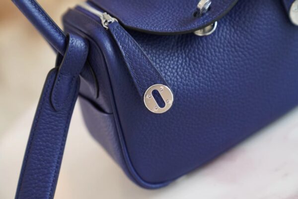 deac8dea123e129 God Factory Bags Factory Hermes 7K Blue Saphir Clemence Leather Mini Lindy19CM Silver Hardware